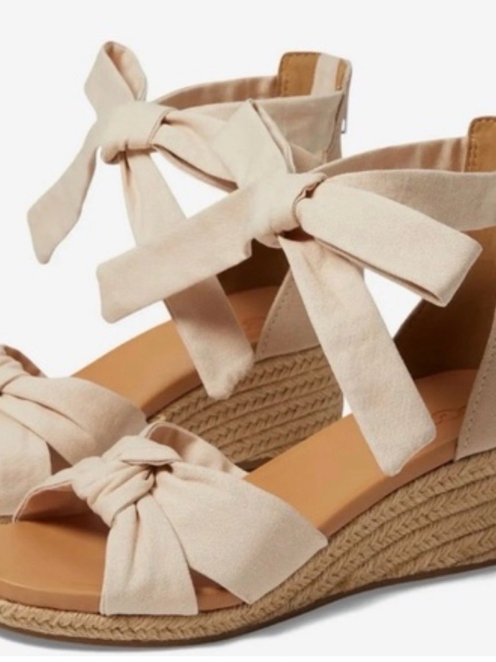 New without Box Never Worn Ugg Wedge Espadrille Sandals with Bow Ankle Tie